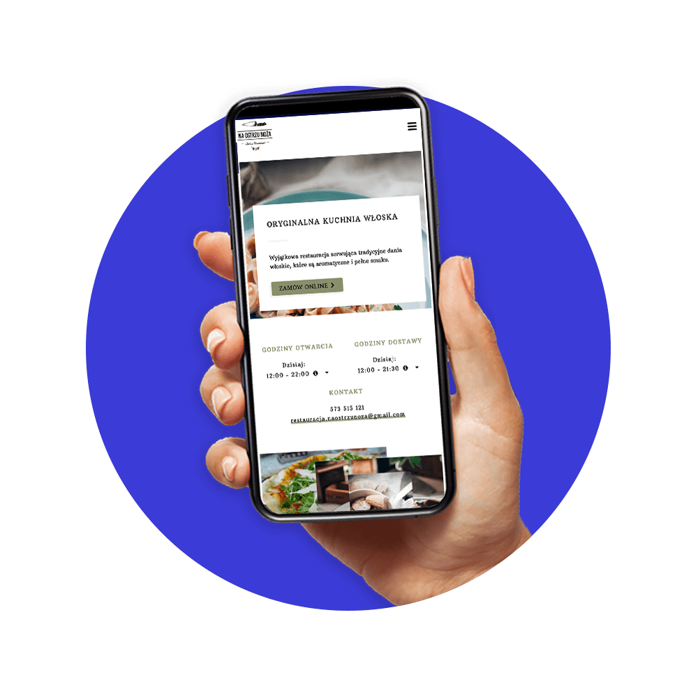 Aplikacja mobilna restauracji na smartfonie.