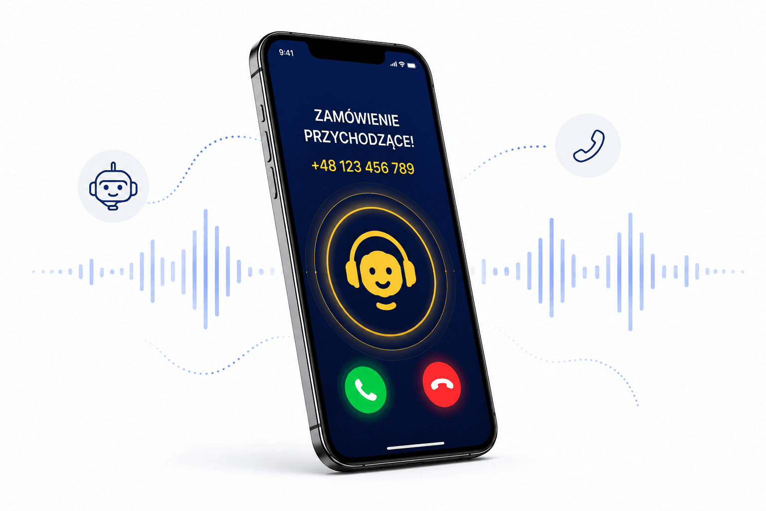 Telefon z połączeniem przychodzącym.