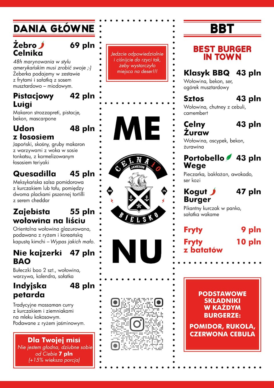 Menu w lokalu!