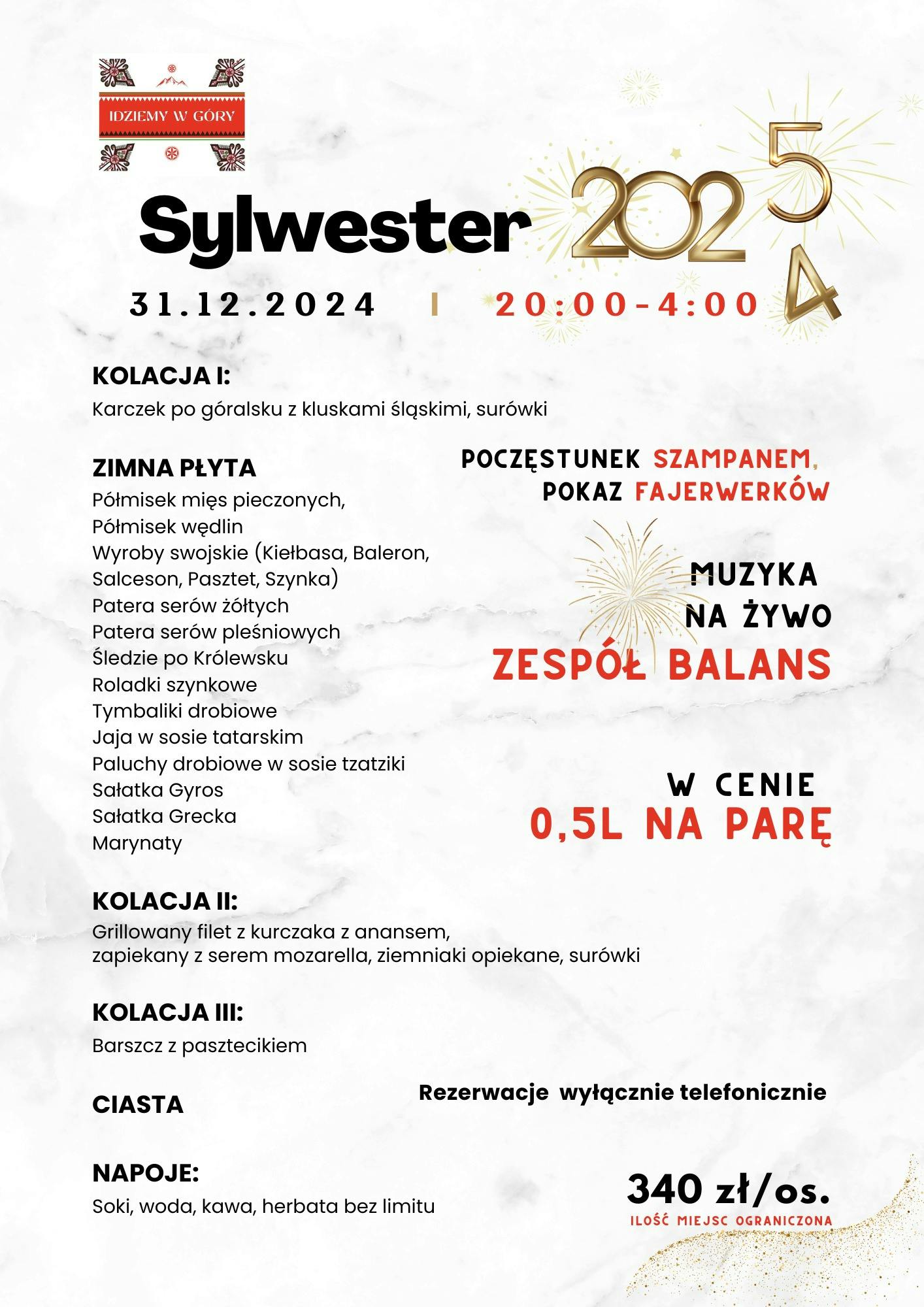 Sylwester 2024 na sali Sosnowiec