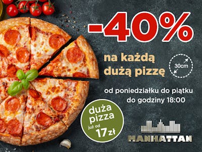 40% rabatu na pizze 30cm do godziny 18:00