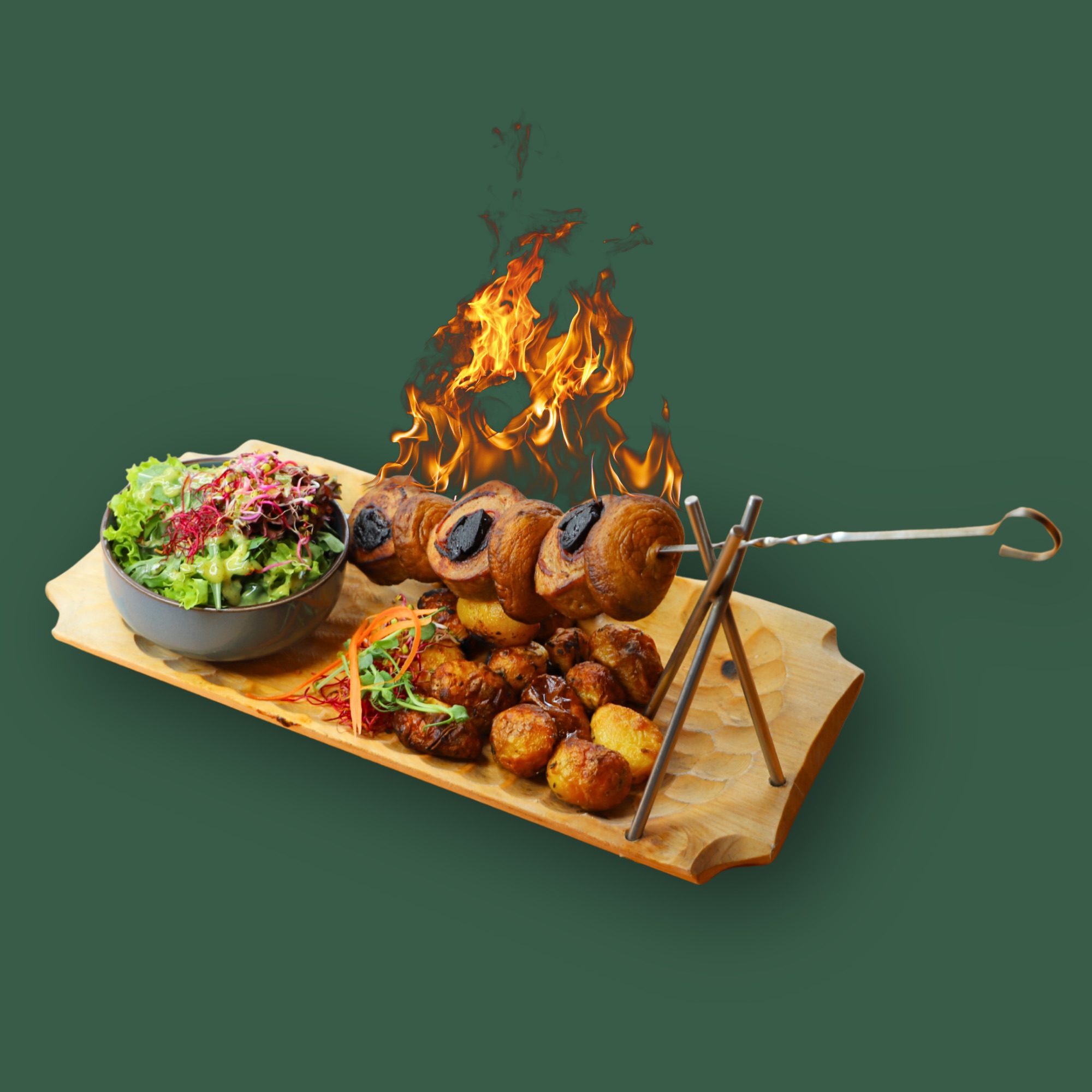 Płonący szaszłyk z polędwiczki wieprzowej