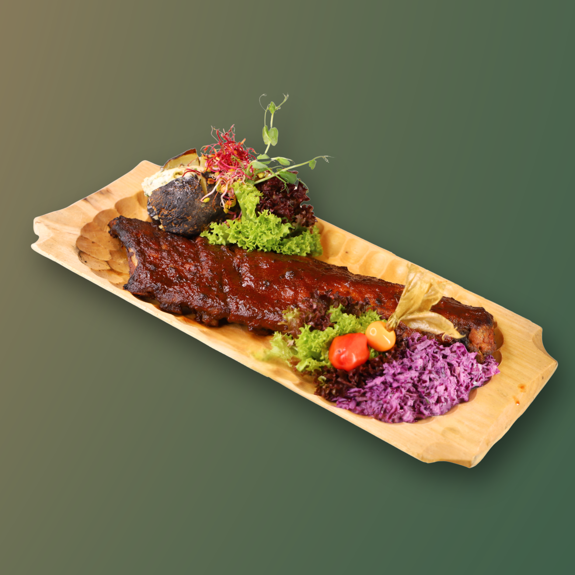 Żeberka wieprzowe z firmowym sosem BBQ