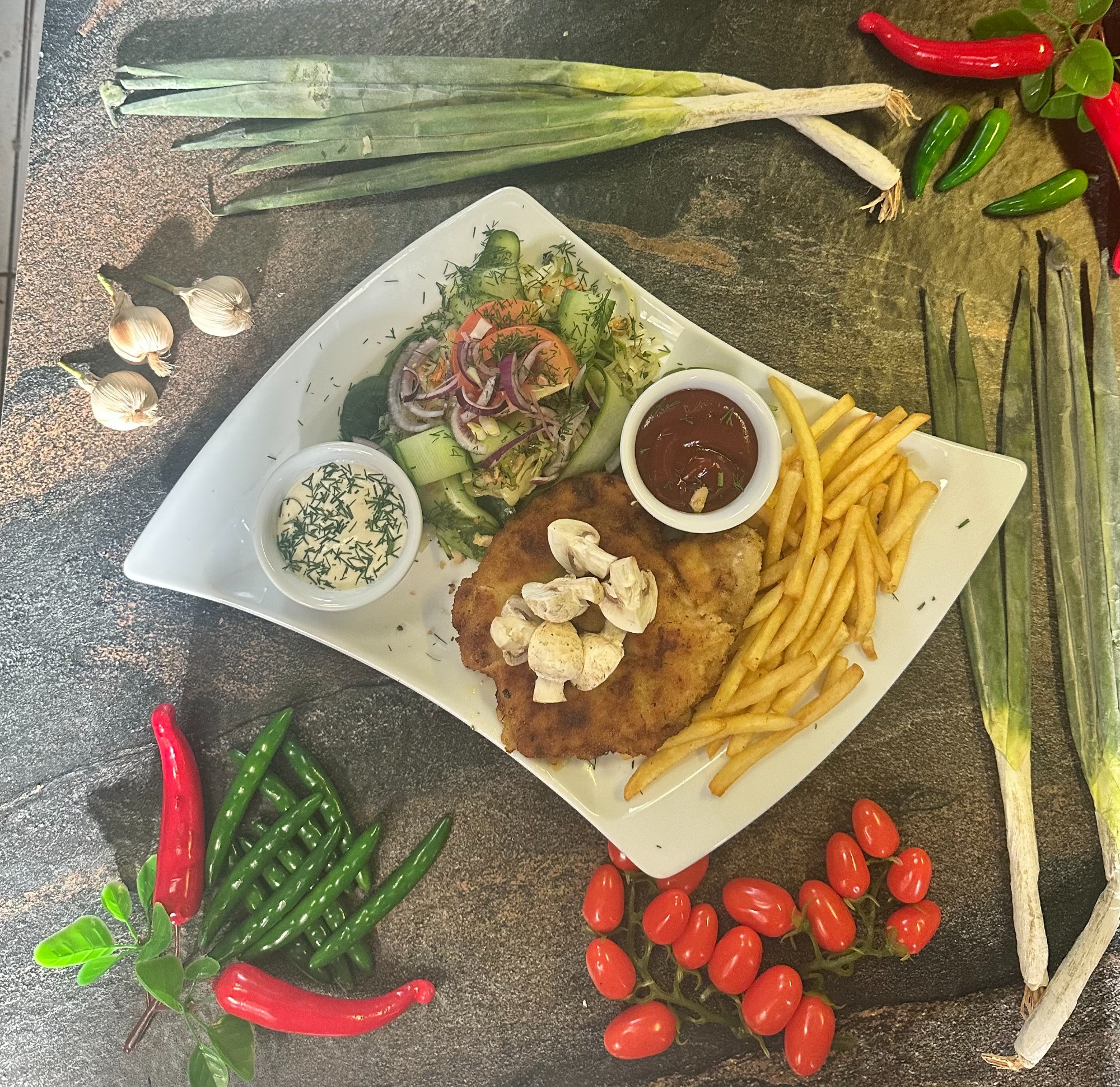 SCHAB PANIEROWANY Z PIECZARKAMI