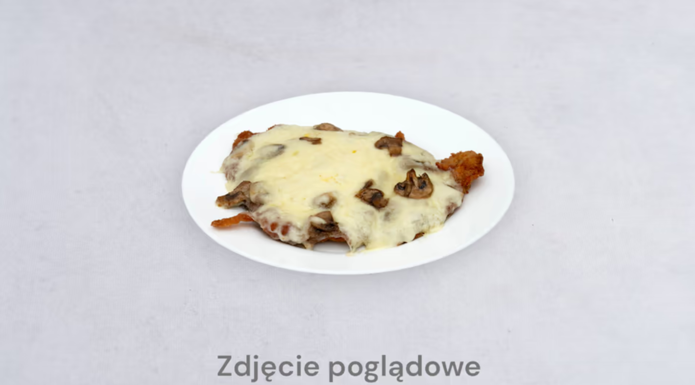 Schab z serem i pieczarkami