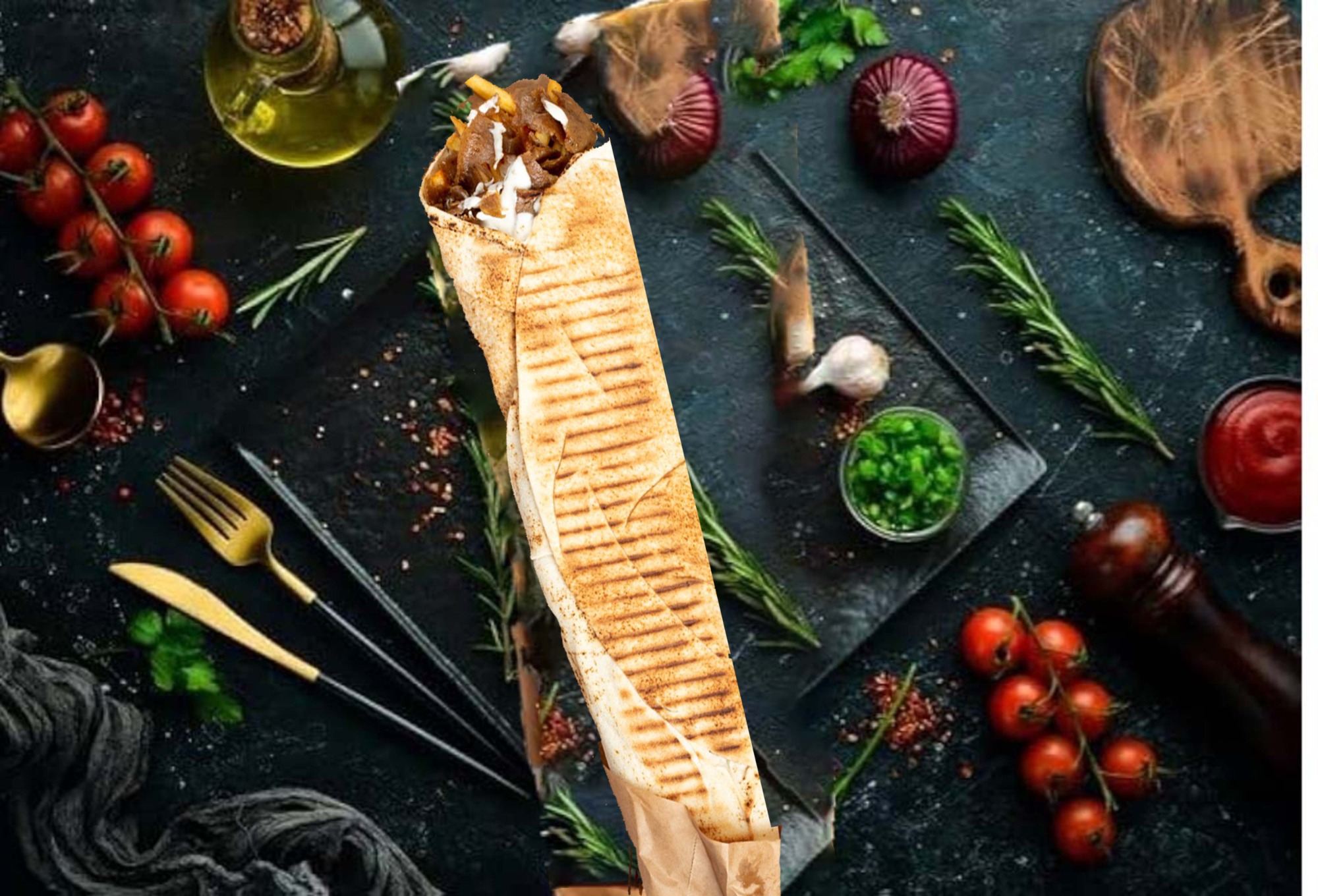 Kebab Pita z Frytkami Mega