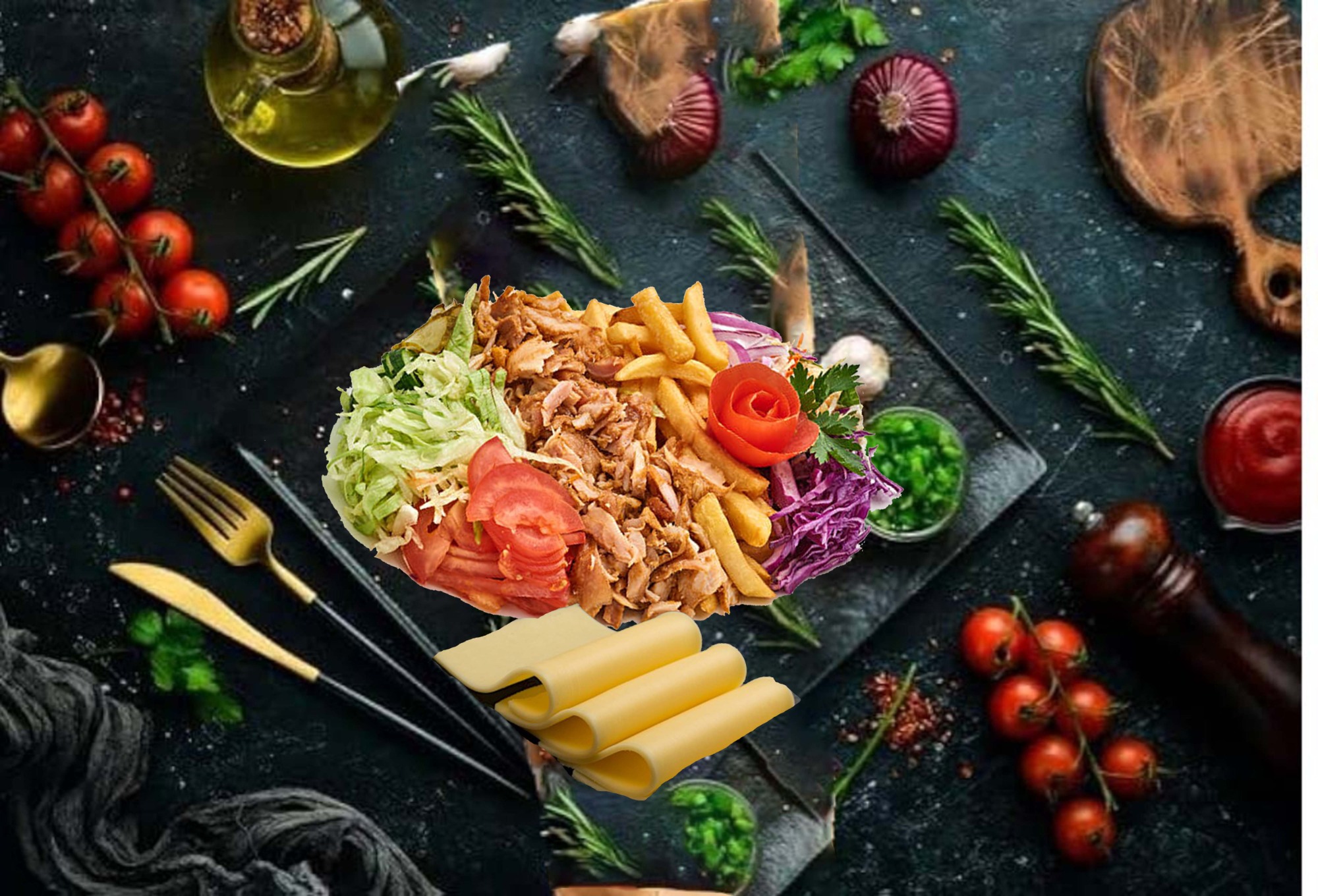 Kebab na Talerzu Mega z Serem