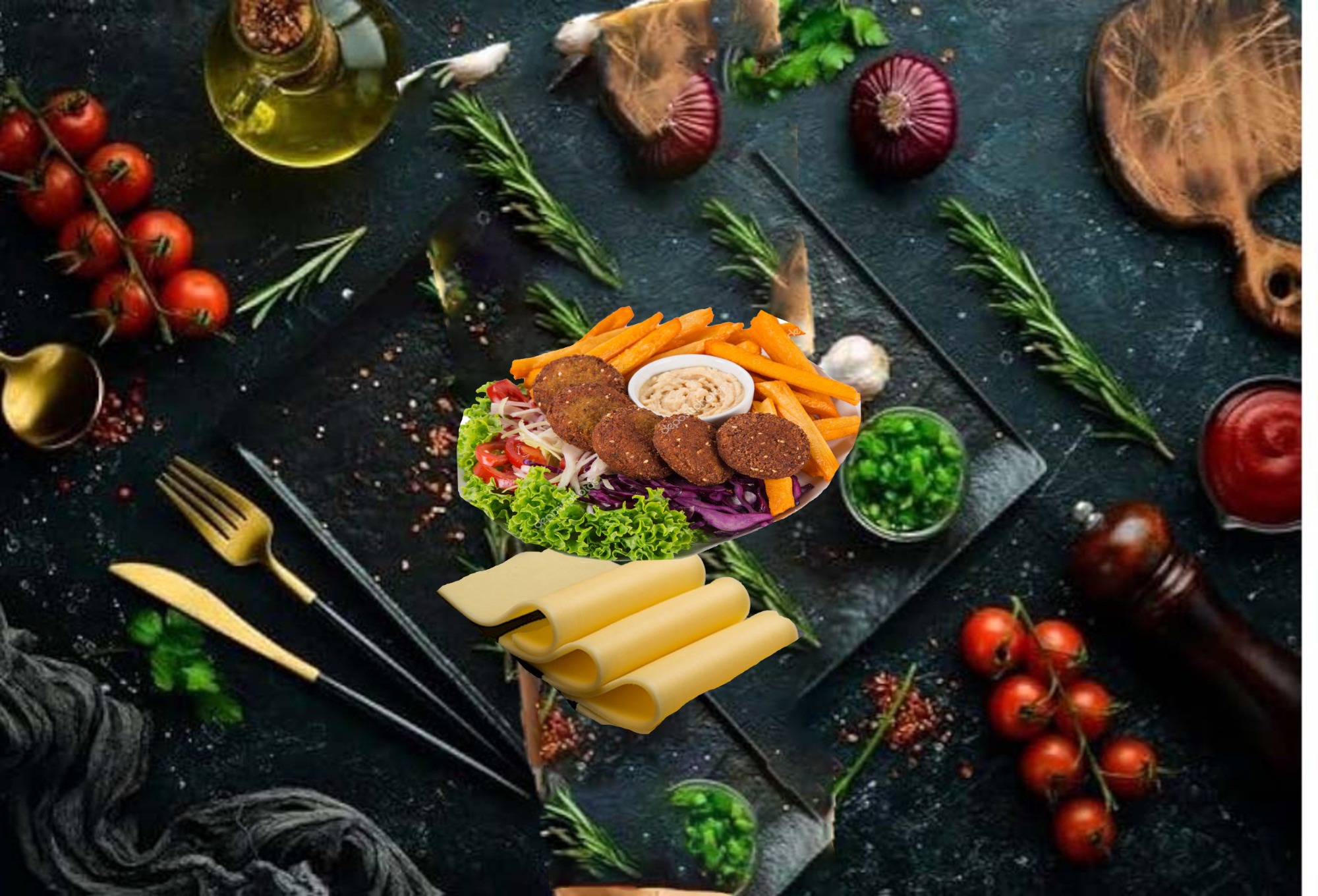 Falafel na Talerzu Wegetariańskim Extra z Serem