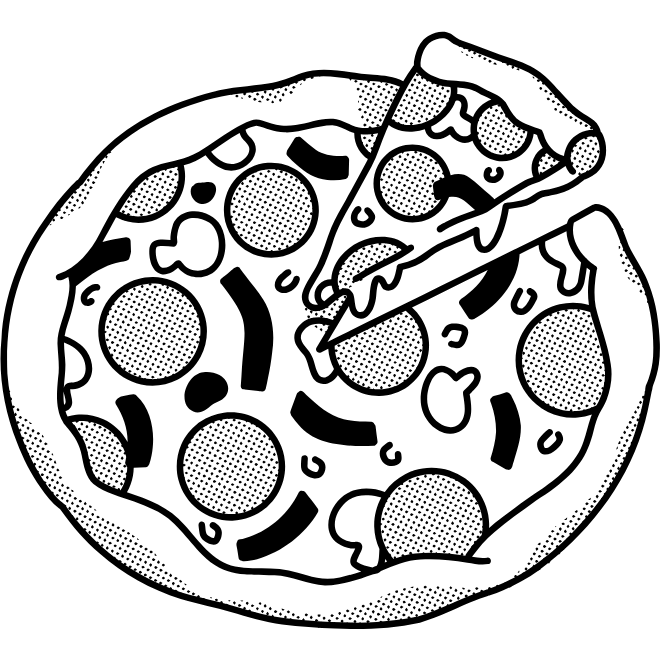 Pizza z pepperoni i serem, z wyjętym kawałkiem.