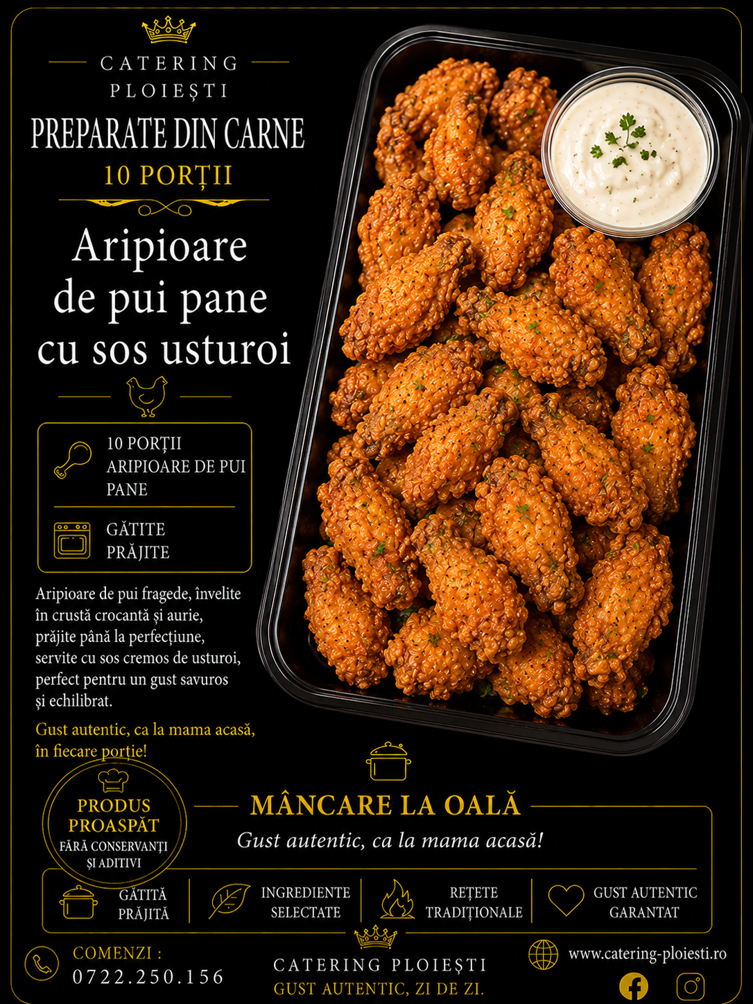 PREPARATE  DIN  CARNE    Aripioare de pui pane cu sos usturoi 	( 10 portii)			