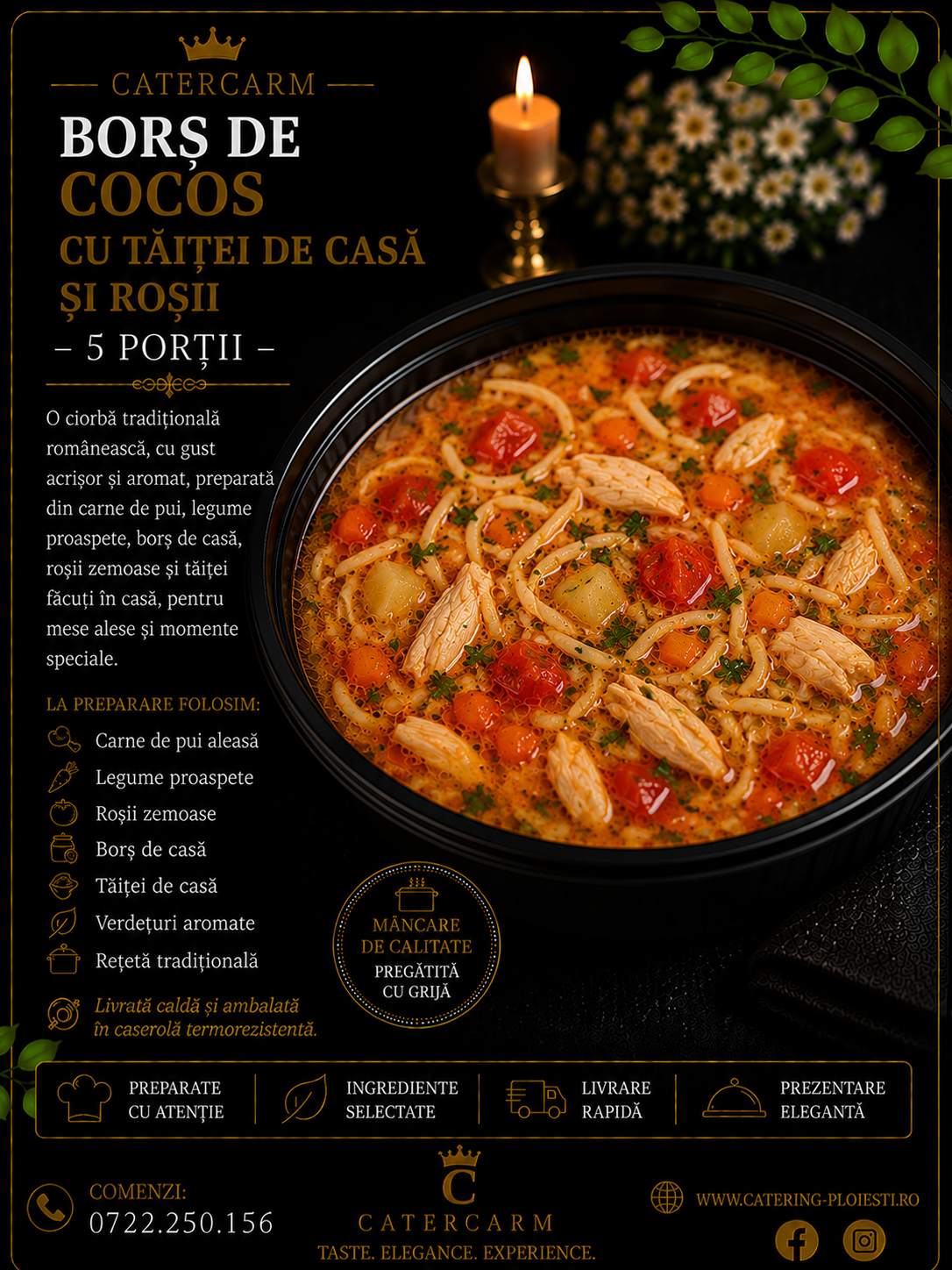 bors de cocos cu taitei de casa 5 portii 