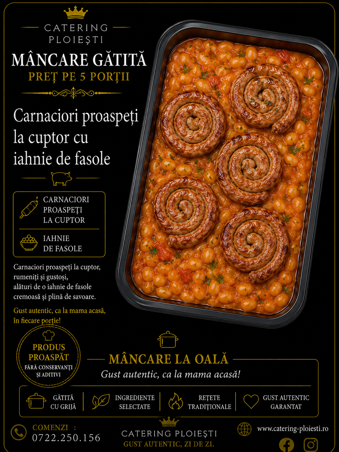 MANCARE GATITA  Carnaciori proaspeti la cuptor cu iahnie de fasole ( 5 portii ) 	