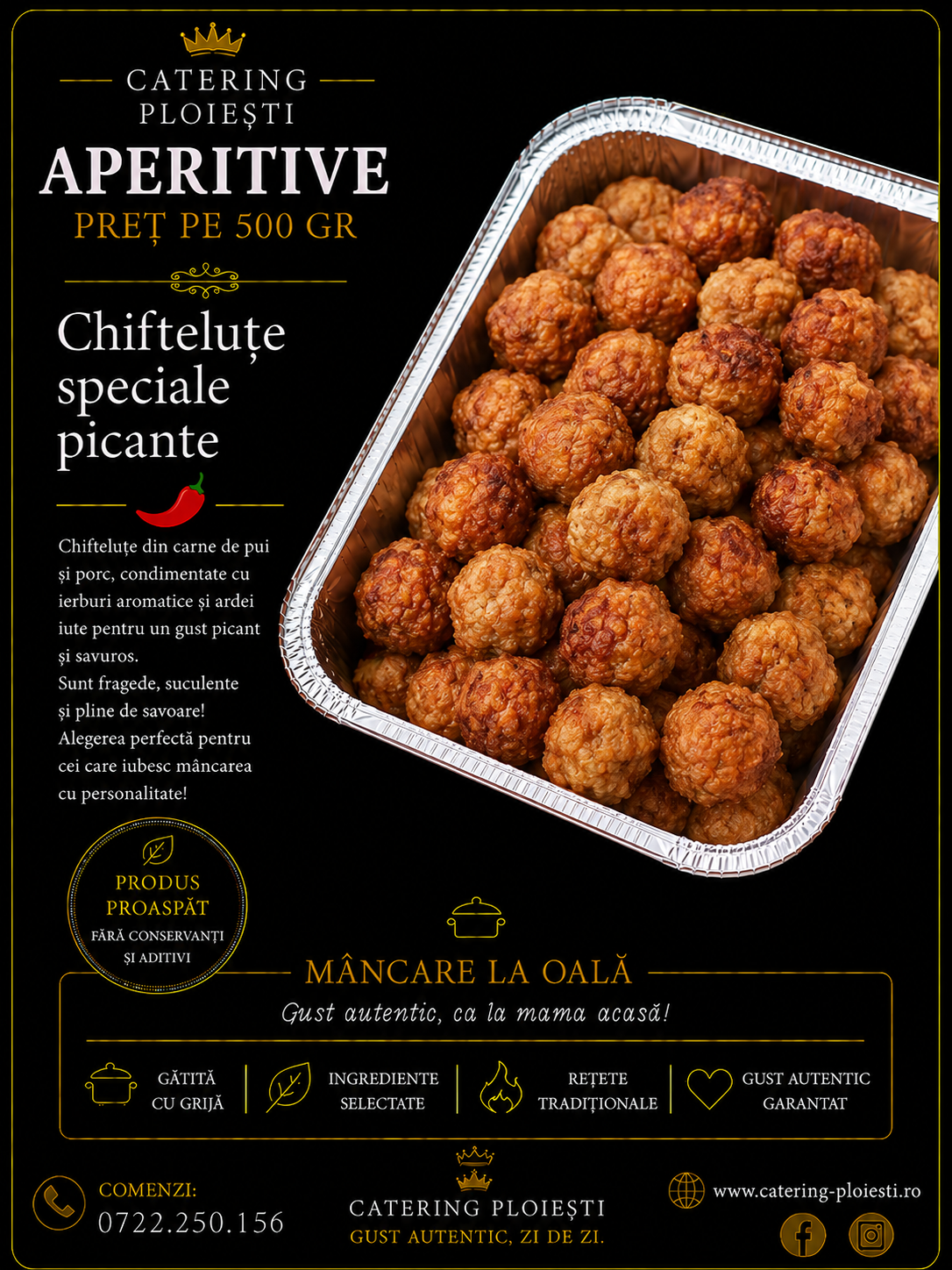 APERITIVE  /pret pe 500 gr   Chiftelute speciale picante							