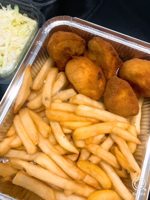 Meniu  7  Ciuperci pane cu cartofi prajiti si salata de varza - 100/200/100 gr 