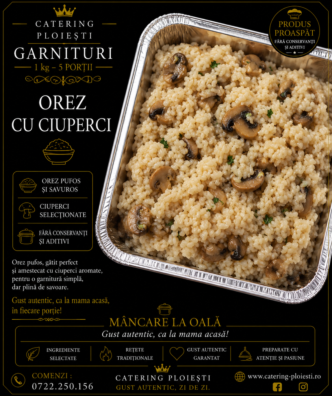 GARNITURI  - 1 kg – 5 portii Orez cu ciuperci 							