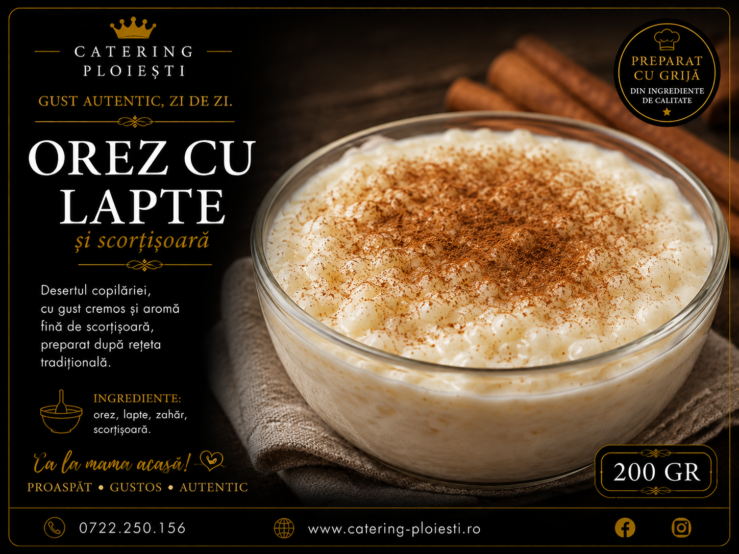 Orez cu lapte si scortisoara