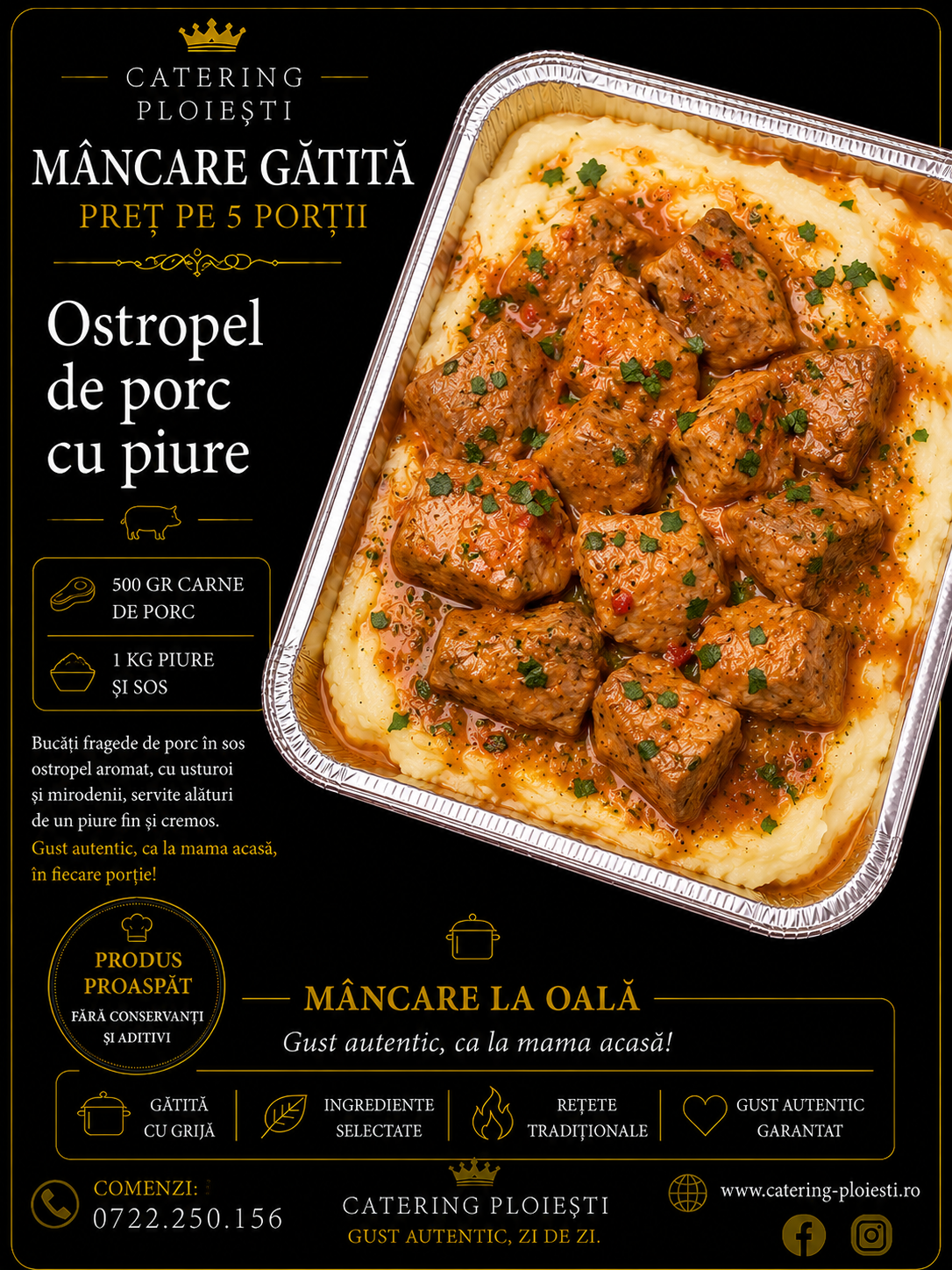 MANCARE GATITA  Ostropel de porc cu piure (5 portii )