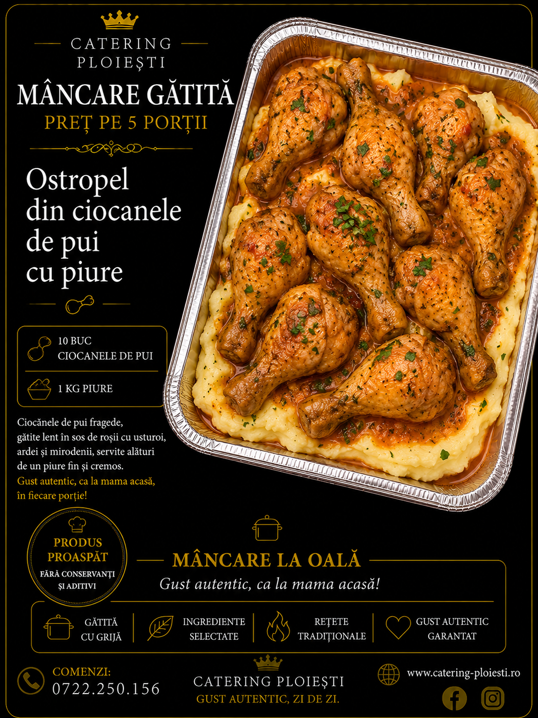 MANCARE GATITA  Ostropel din ciocanele de pui cu piure (5 portii ) 	