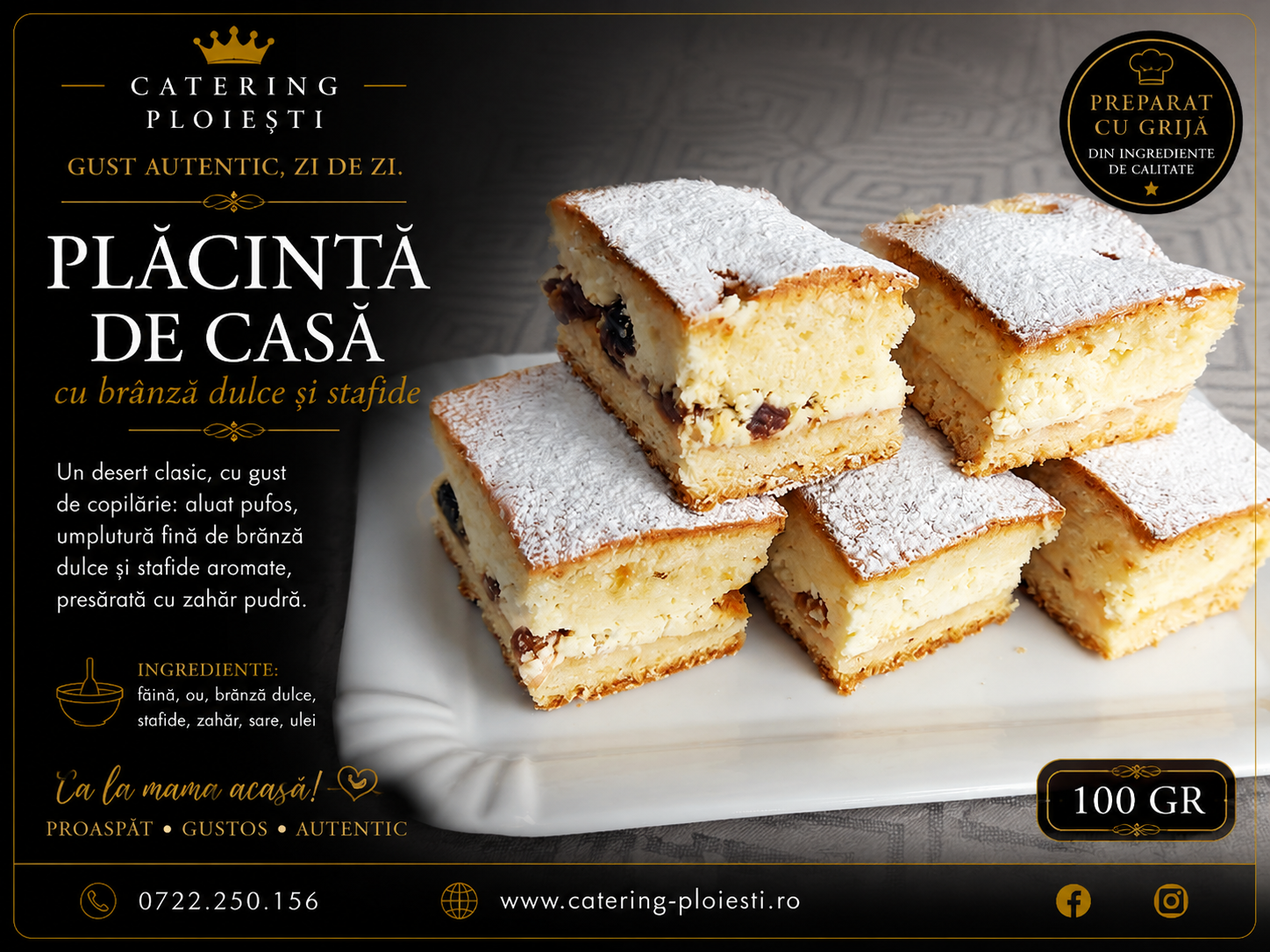 Placinta cu branza dulce si stafide