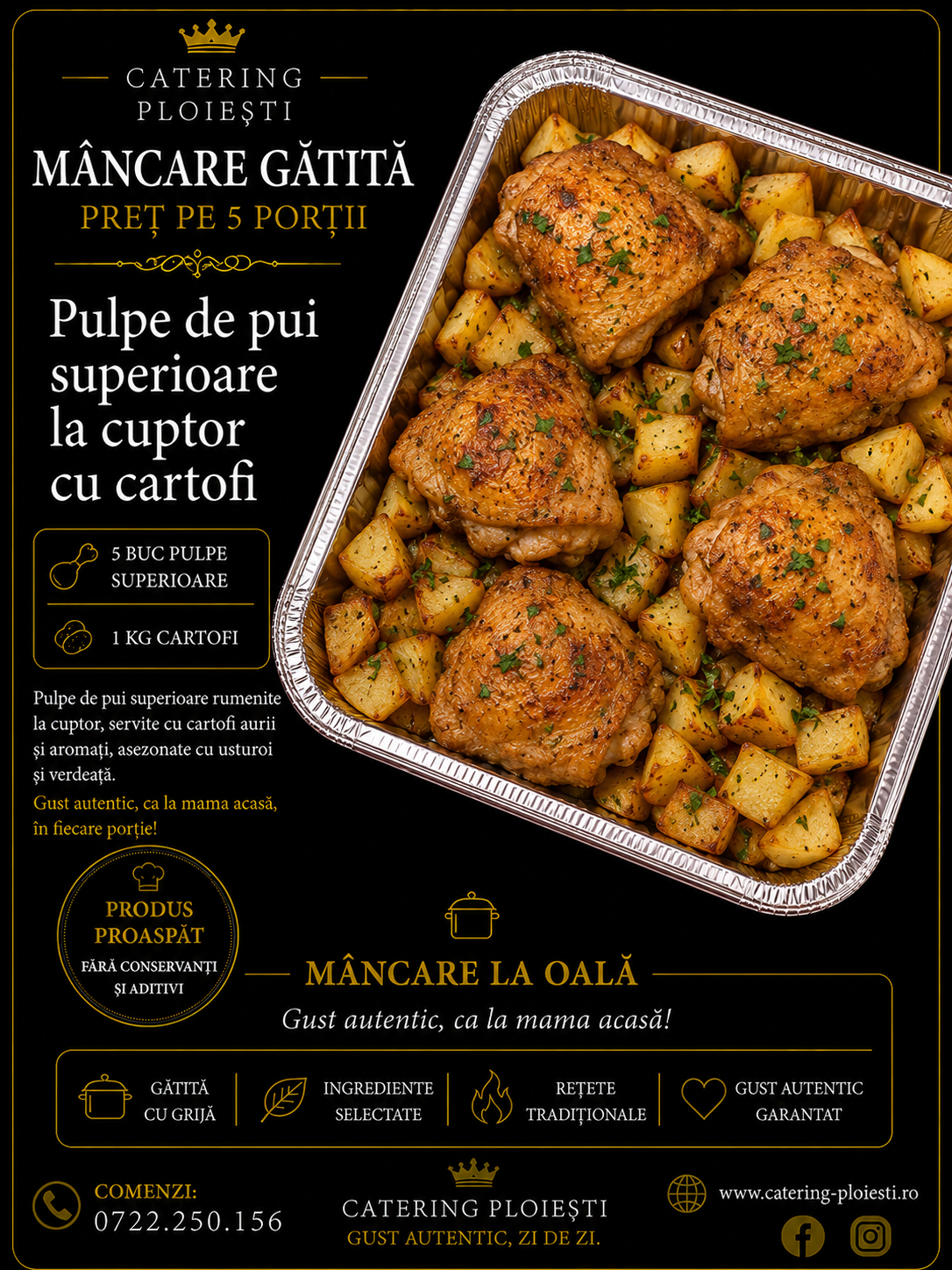 MANCARE GATITA  Pulpe de pui superioare la cuptor cu cartofi ( 5 portii )