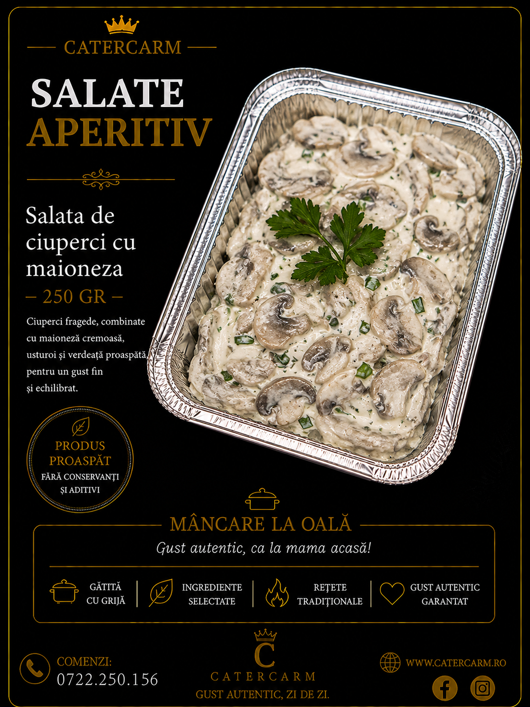 SALATE APERITIV /caserola 250 gr   Salata de ciuperci cu maioneza 					  