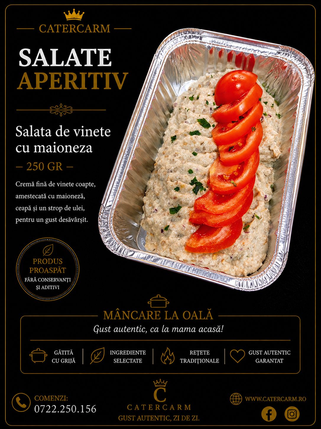SALATE APERITIV /caserola 250 gr   Salata de vinete cu maioneza 			