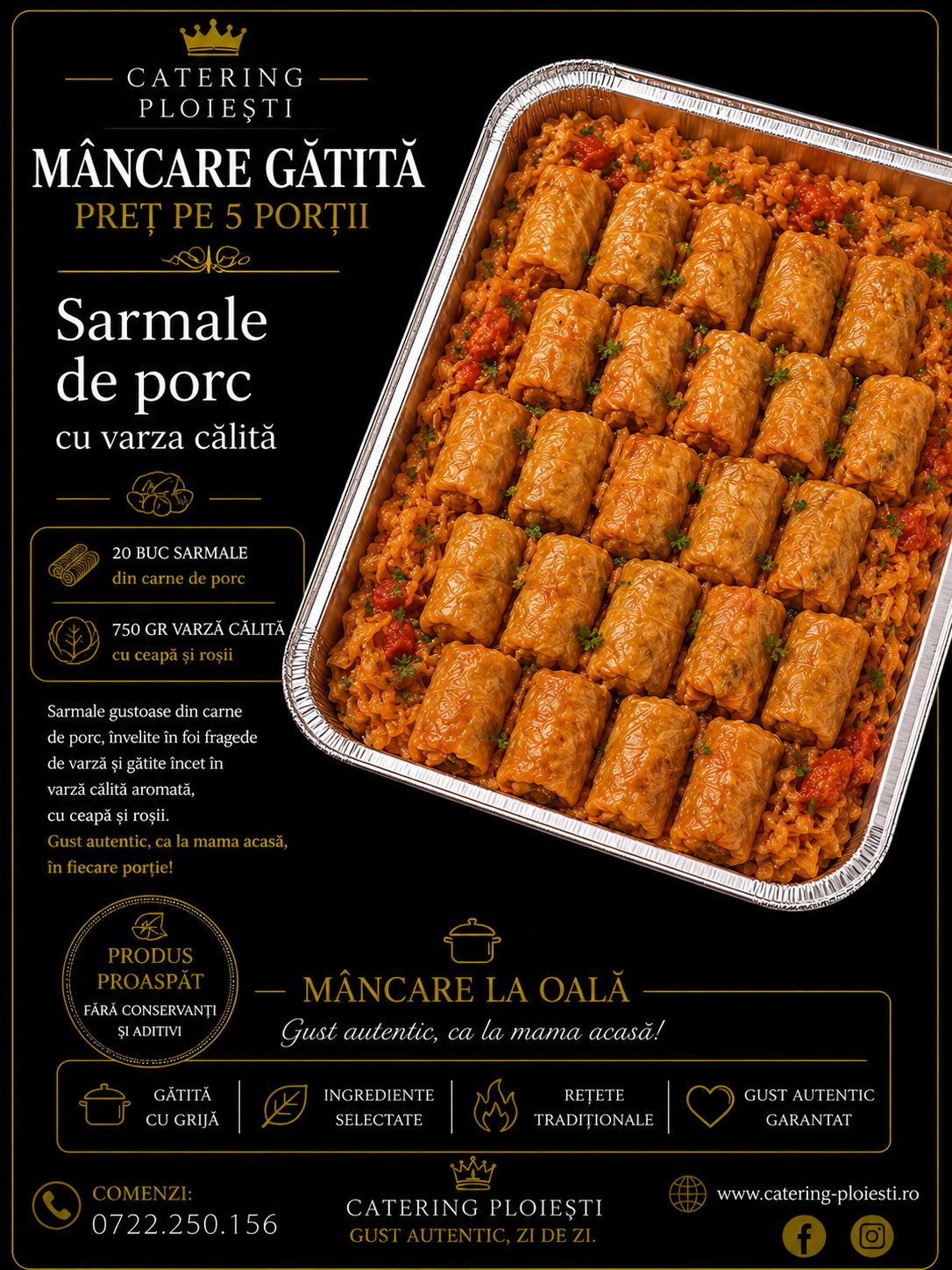 MANCARE GATITA  Sarmale de porc cu varza calita (5 portii) 				