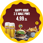 Happy Hour                   2 x Małe Piwo Tyskie 0,33 za 4,99 zł - sprawdź promocje 