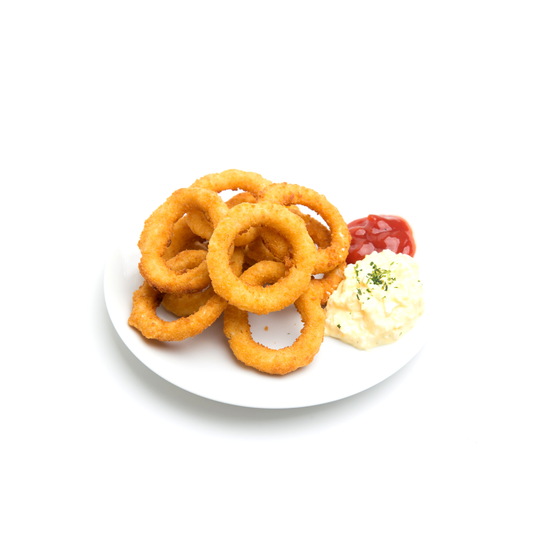 Inele de ceapă cu sosul casei