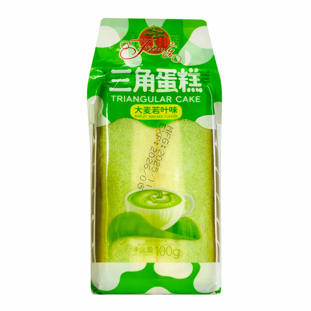 Trójkątne ciastko gąbka o smaku matcha