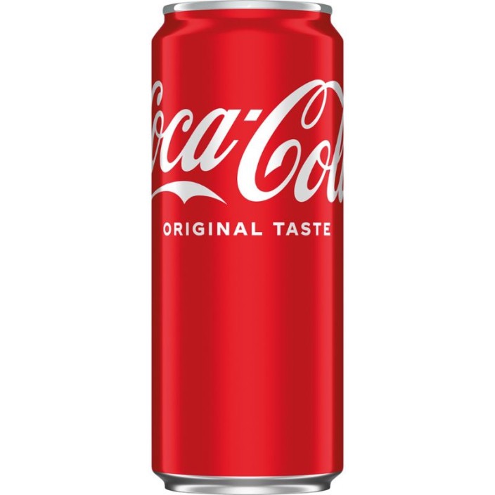 Czerwony napój gazowany Coca-Cola w puszce, napis "Original Taste".