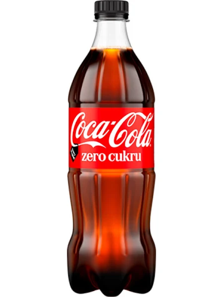 Butelka Coca-Cola Zero Cukru, przezroczysta z etykietą w kolorze czerwonym i białym.