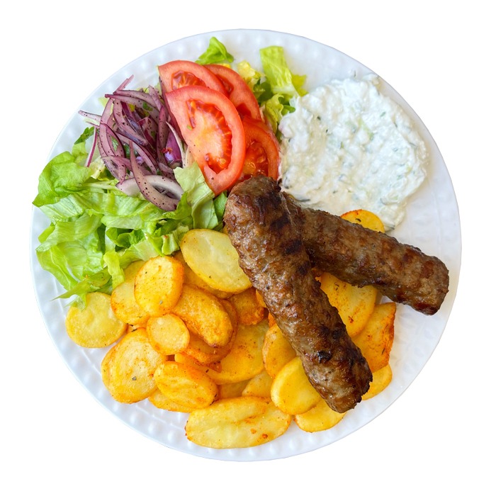 Meniu Kebab vită și miel la farfurie 