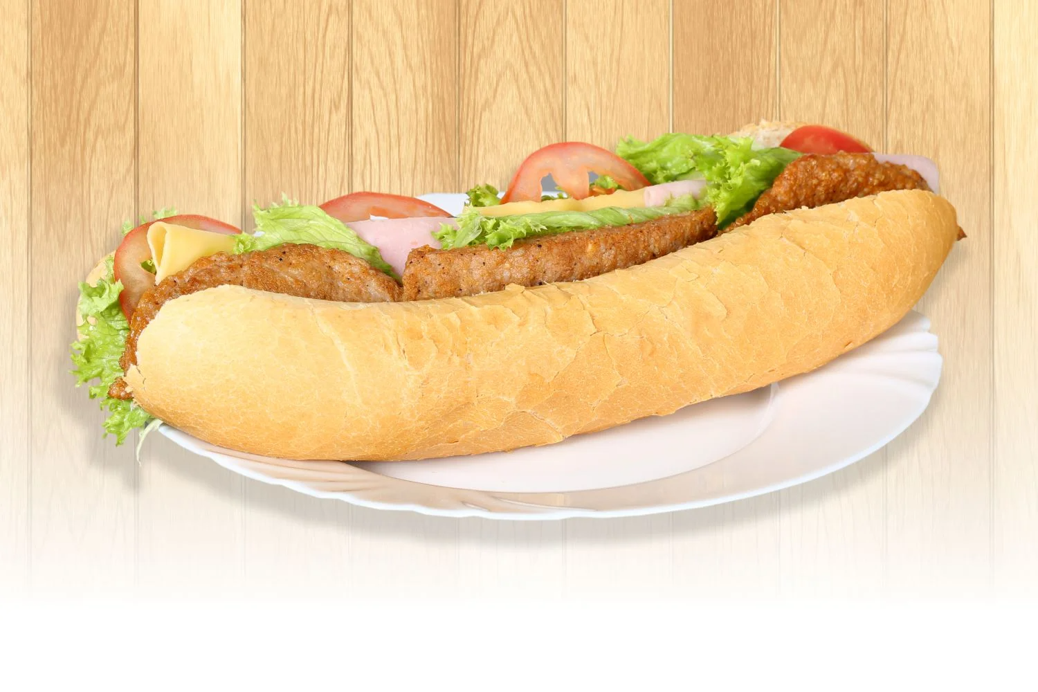 Bageta mäso-syr-šunka