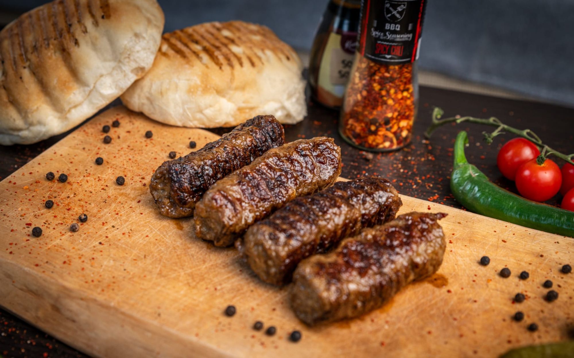 3 Mititei + cartofi + pâine + mustar