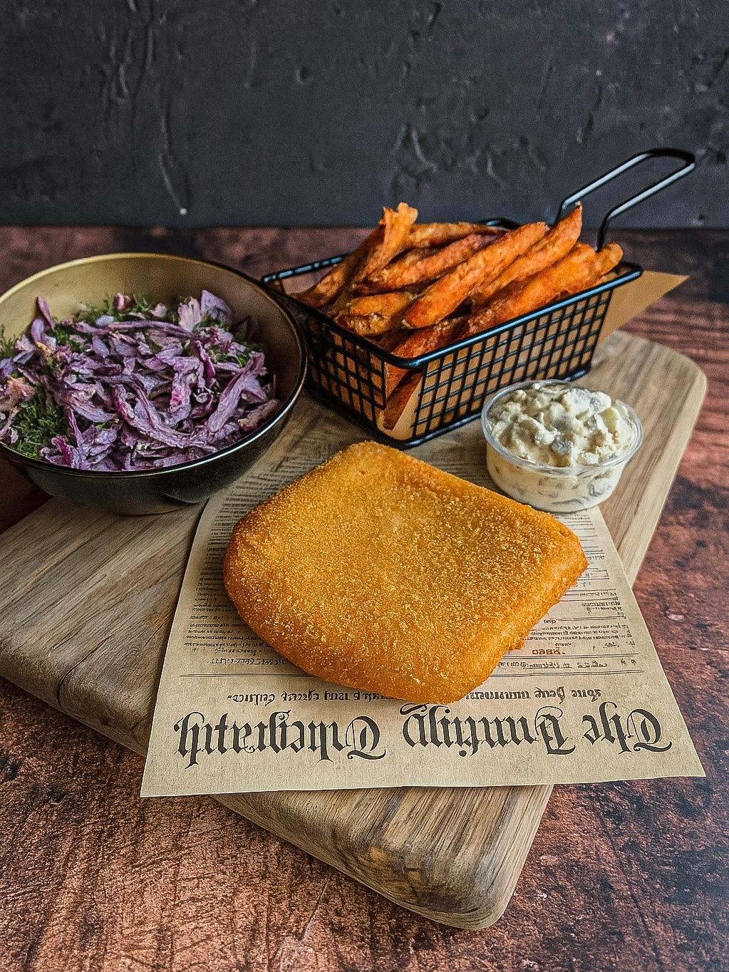 Smażony ser 1 szt. z batatami