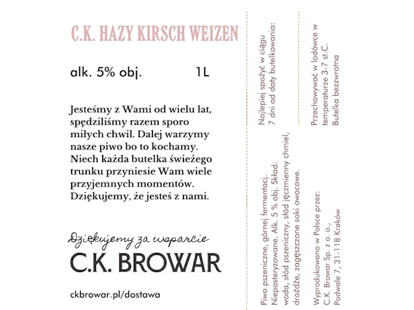 C.K. Hazy Kirsch Weizen , PET 1l
