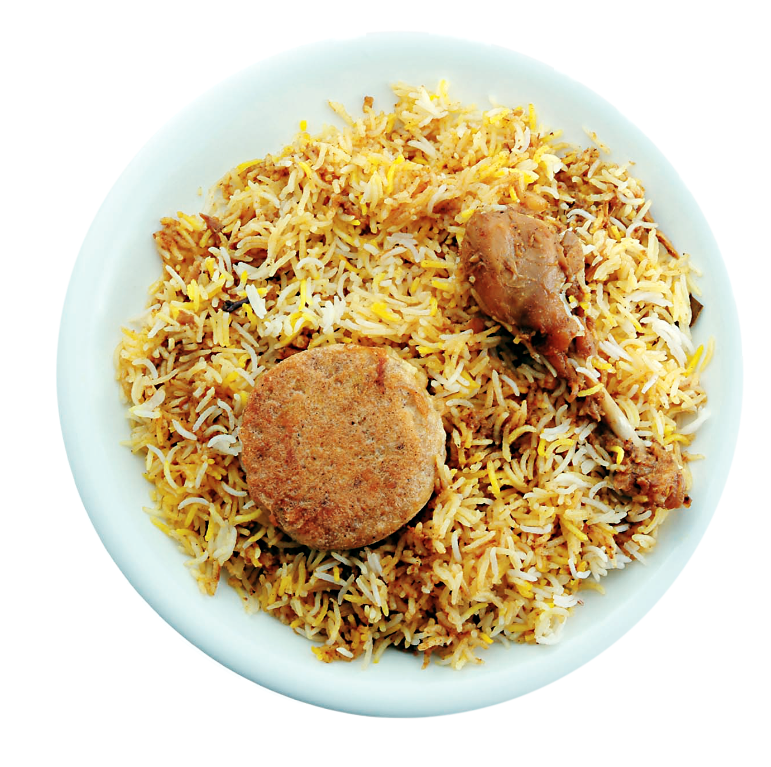 Ryż Pulao (Tandoori kurczak, kurczak Shami Kebab, Raita i sałatka Chopped)