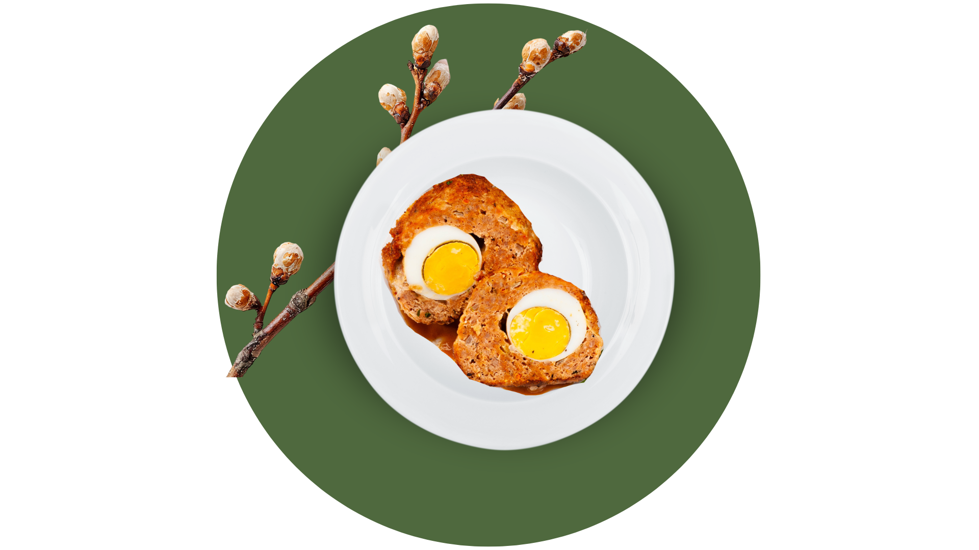 Klops z jajkiem w sosie chrzanowym.w