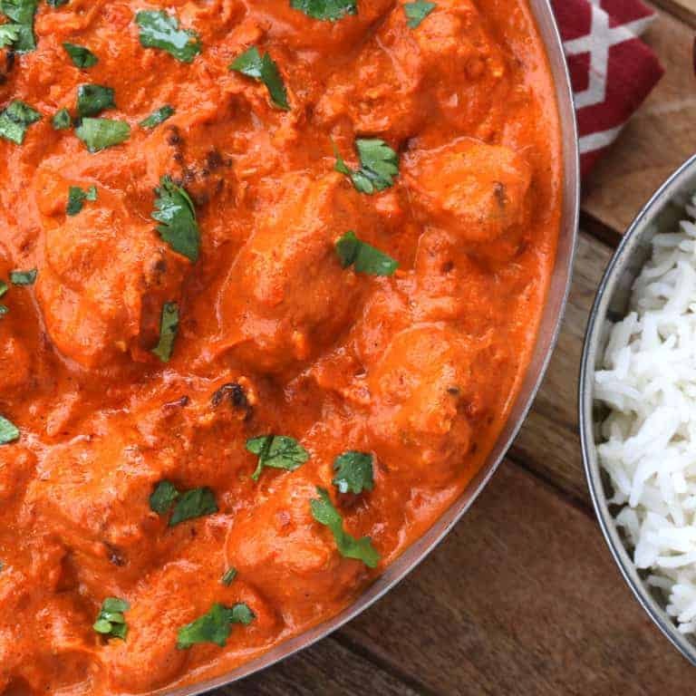Chicken Tikka Masala with Rice and Butter Naan 