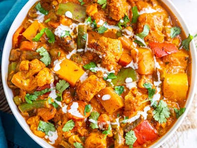 Mix Vegetables Curry with Rice and Butter Naan