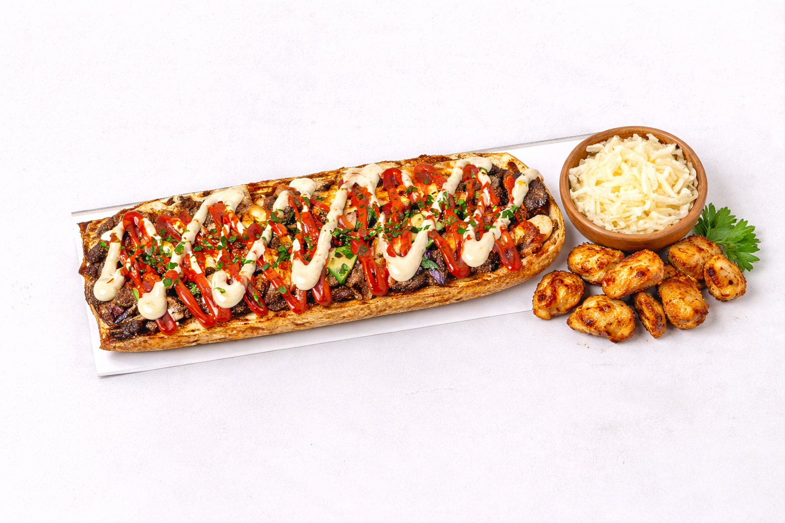 Zapiekanka L ok. 30cm z kebabem gyros