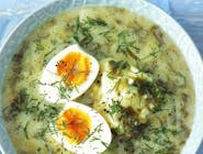 Zupa Dnia  nr 2 - Szczawiowa z krajanym jajkiem i ryżem 