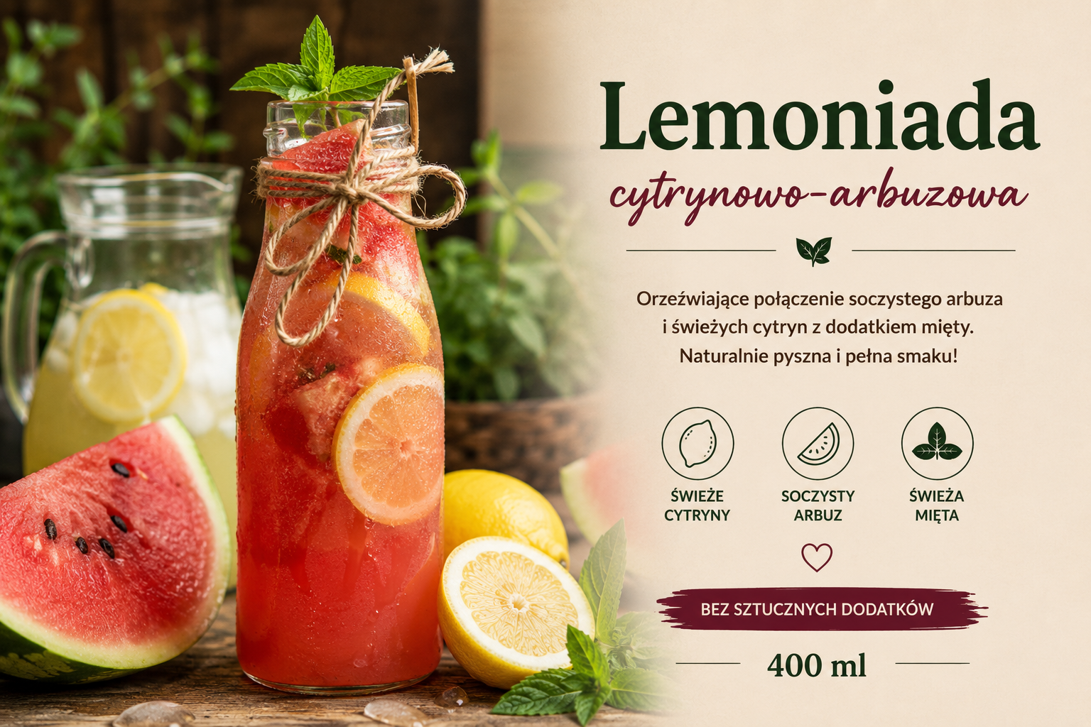 Napój dnia !!! Lemoniada cytrynowo - arbuzowa