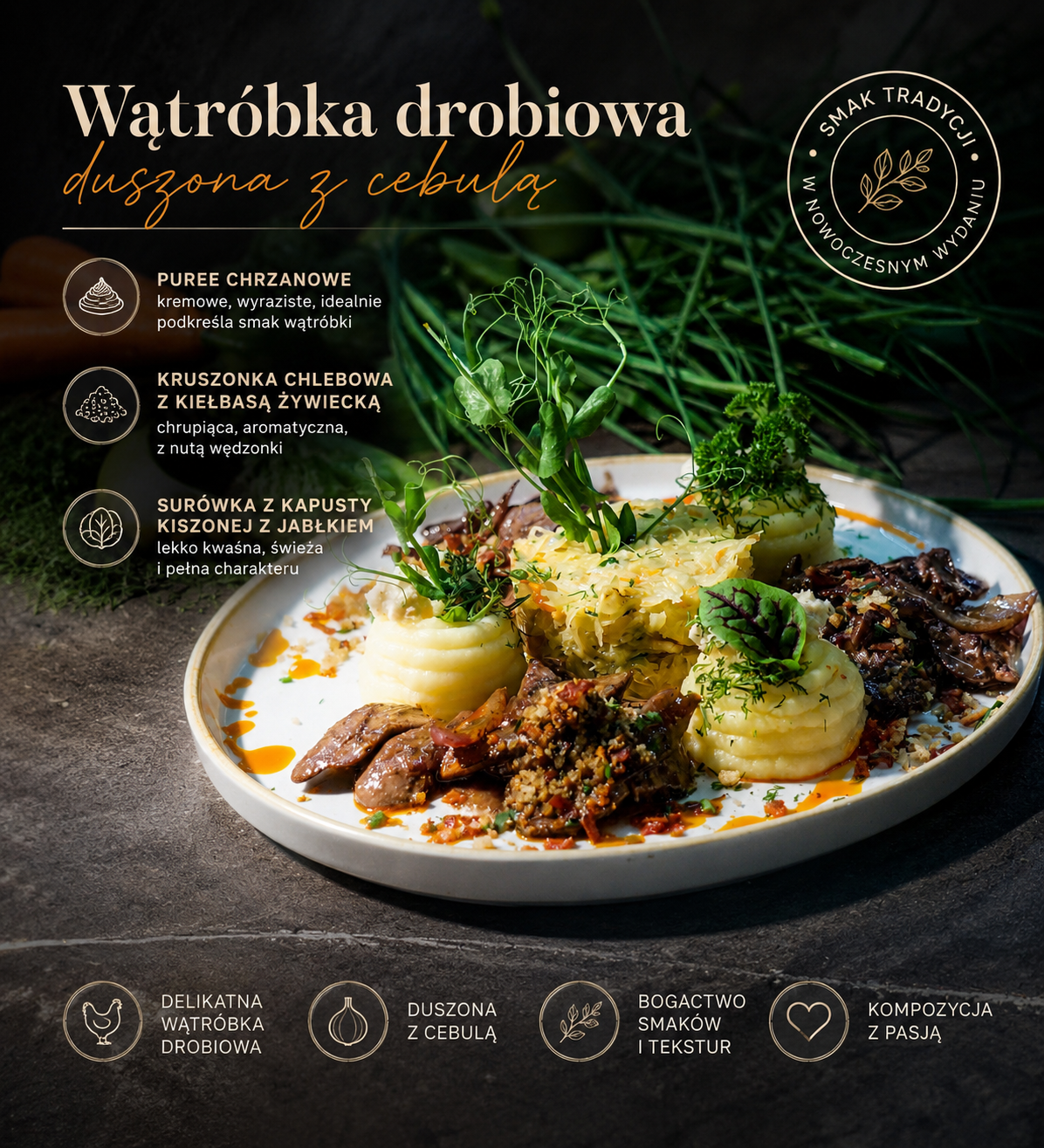 Wątróbka drobiowa duszona z cebulą