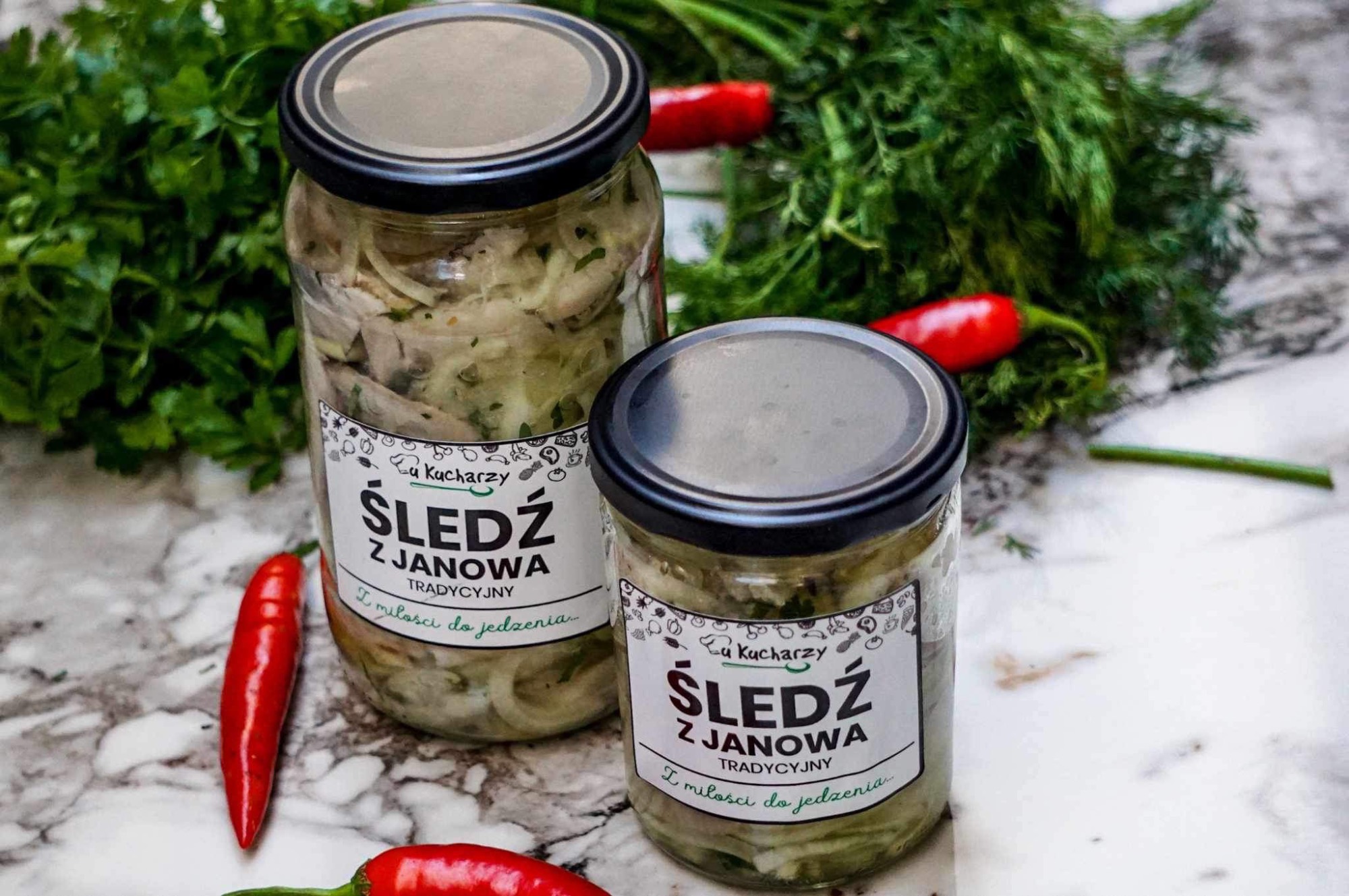 Śledź z Janowa Tradycyjny – 900 ml (słoik)