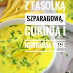 Żółta zupa z fasolką szparagową i cukinią vege+ Masala waffle & tofu/ sweet angel +  (lemoniada/kawa)