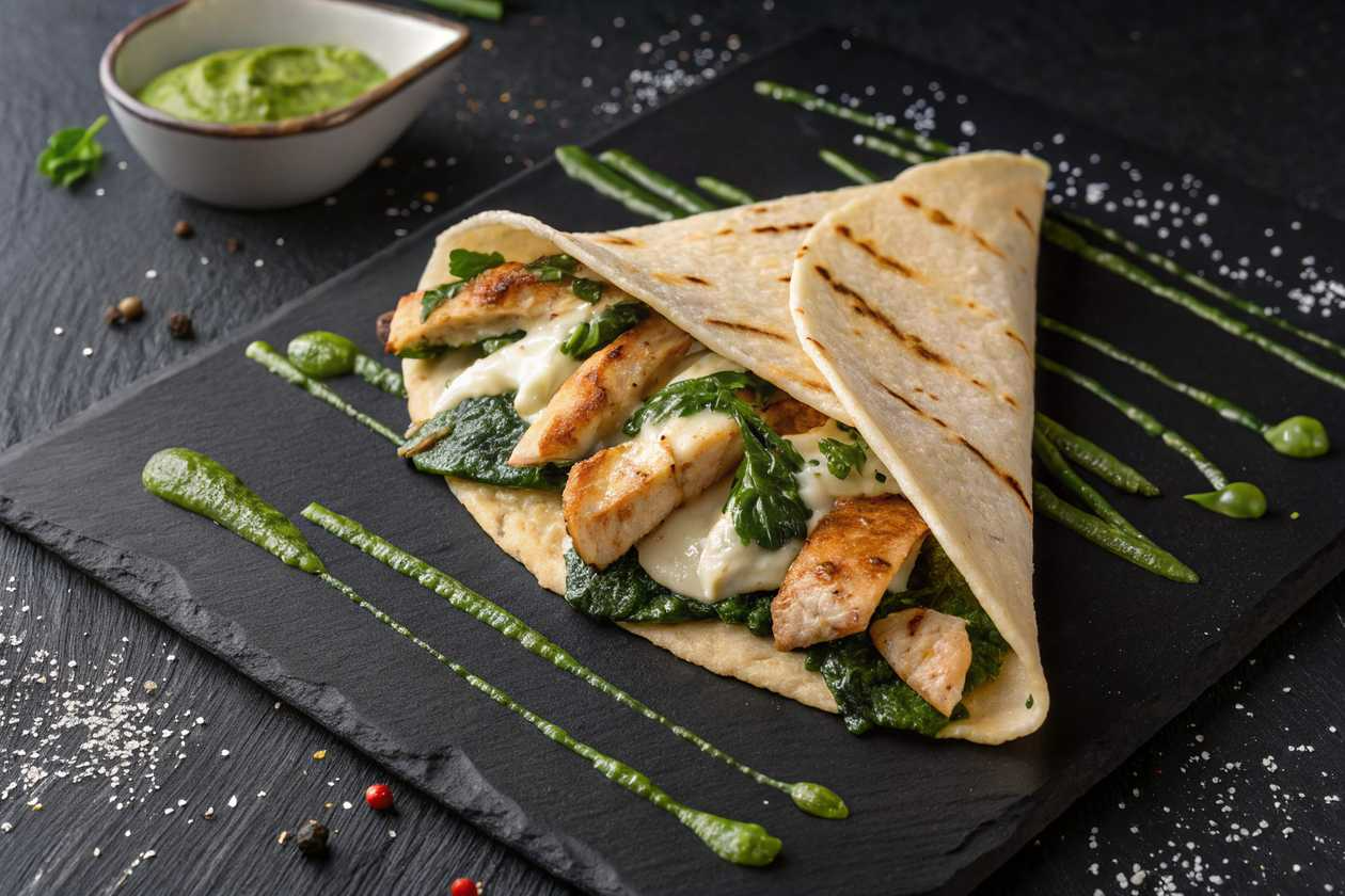 Naleśnik z kurczakiem i szpinakiem