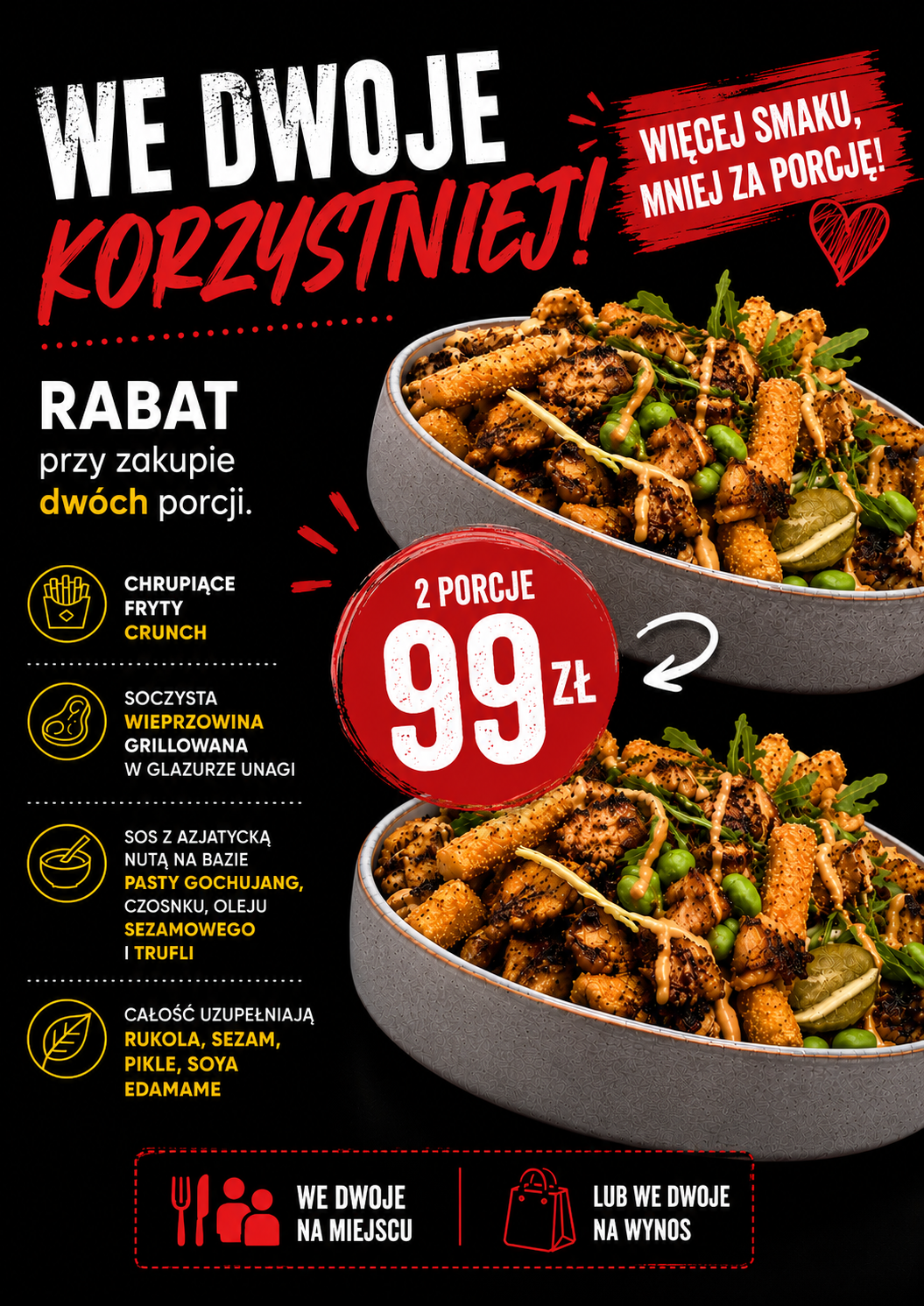 Fryty z mięsem 2 porcje - we dwoje TANIEJ