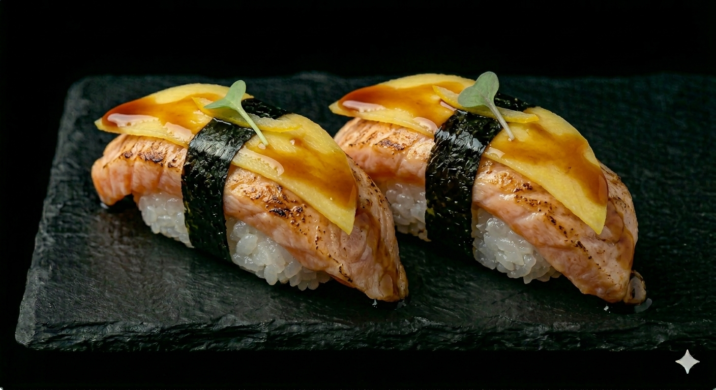 8. opalany łosoś w teriyaki z mango